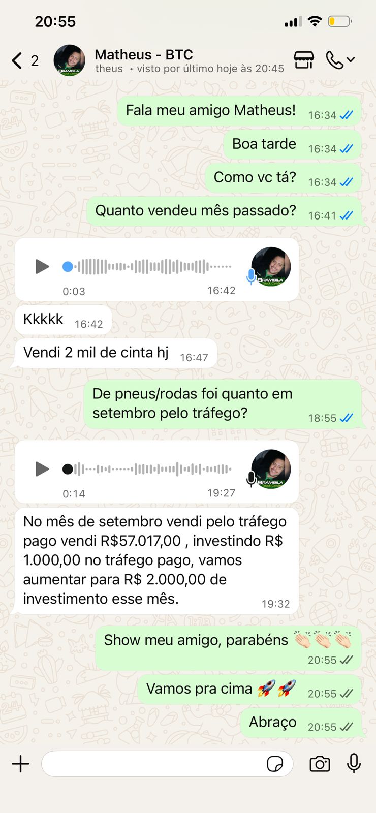 Resultado BTC - Matheus mês de setembro