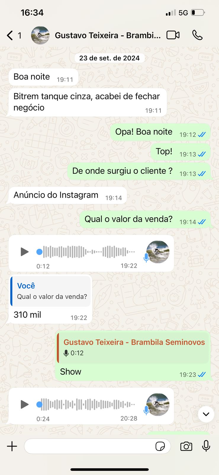 Resultado Brambila - Gustavo